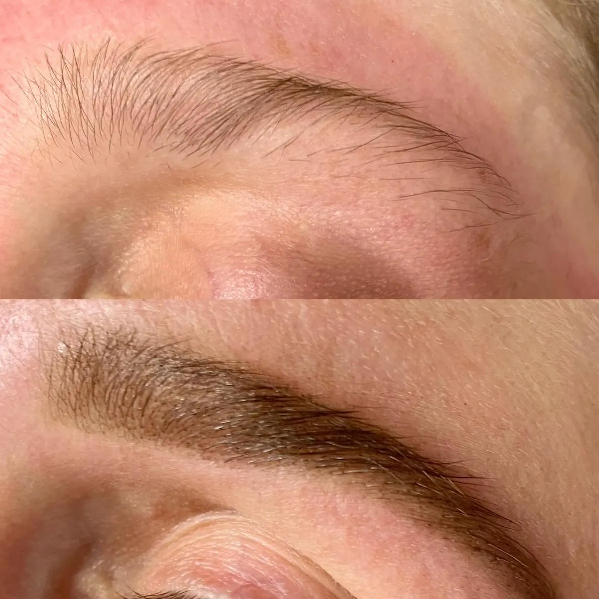 Brow wax and tint before and after